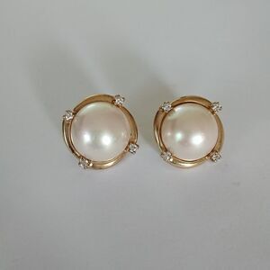 925 Majorica Pearl/Cubic Zirconia Earrings 13.21g